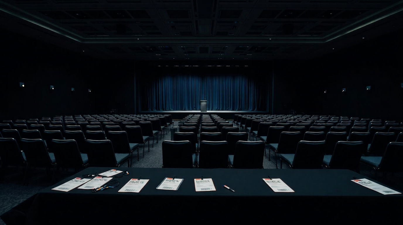 Empty conference hall prepared for a corporate event